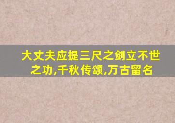 大丈夫应提三尺之剑立不世之功,千秋传颂,万古留名