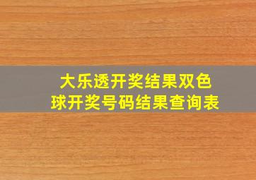 大乐透开奖结果双色球开奖号码结果查询表