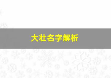 大壮名字解析