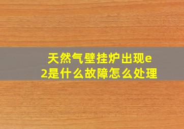 天然气壁挂炉出现e2是什么故障怎么处理