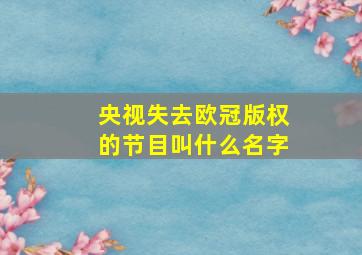 央视失去欧冠版权的节目叫什么名字