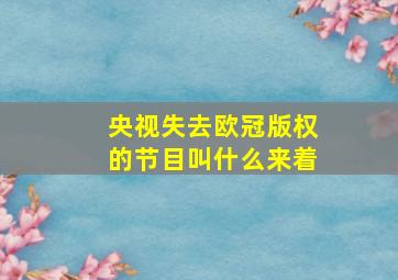 央视失去欧冠版权的节目叫什么来着