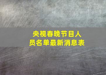 央视春晚节目人员名单最新消息表