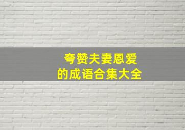 夸赞夫妻恩爱的成语合集大全