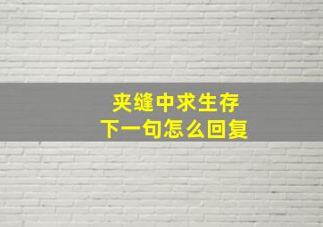 夹缝中求生存下一句怎么回复