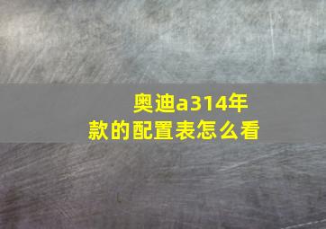 奥迪a314年款的配置表怎么看