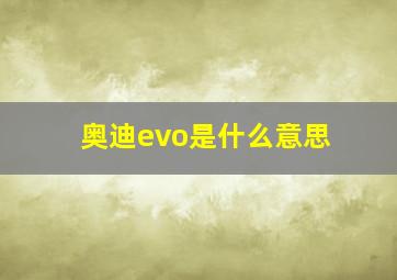 奥迪evo是什么意思