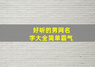 好听的男网名字大全简单霸气