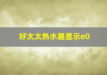 好太太热水器显示e0