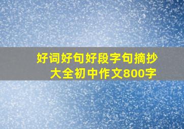 好词好句好段字句摘抄大全初中作文800字