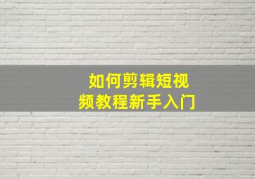 如何剪辑短视频教程新手入门