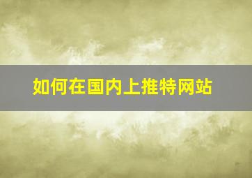 如何在国内上推特网站