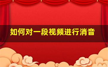 如何对一段视频进行消音