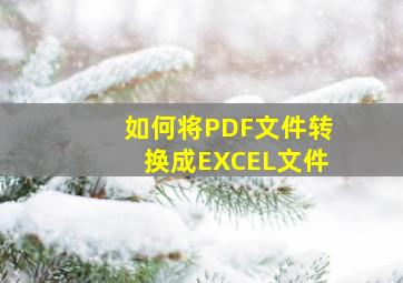 如何将PDF文件转换成EXCEL文件