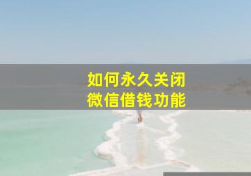 如何永久关闭微信借钱功能