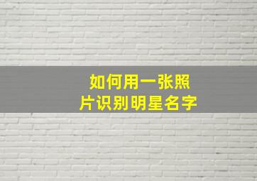 如何用一张照片识别明星名字