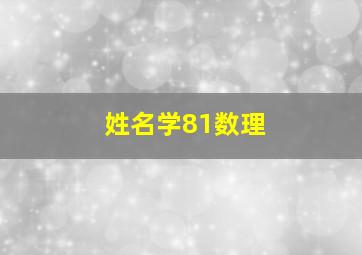 姓名学81数理