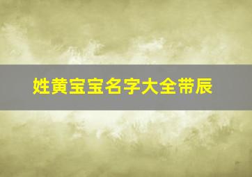 姓黄宝宝名字大全带辰