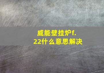 威能壁挂炉f.22什么意思解决