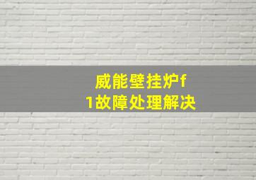 威能壁挂炉f1故障处理解决