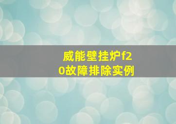 威能壁挂炉f20故障排除实例