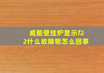 威能壁挂炉显示f22什么故障呢怎么回事