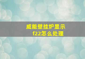 威能壁挂炉显示f22怎么处理