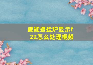 威能壁挂炉显示f22怎么处理视频