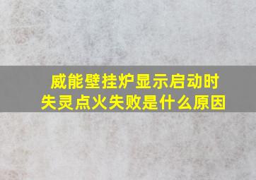 威能壁挂炉显示启动时失灵点火失败是什么原因