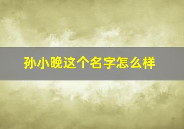 孙小晚这个名字怎么样