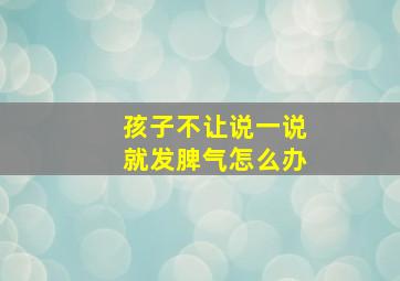 孩子不让说一说就发脾气怎么办