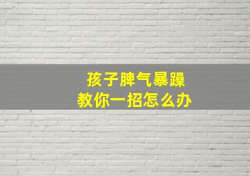 孩子脾气暴躁教你一招怎么办