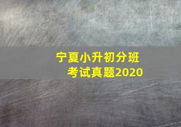 宁夏小升初分班考试真题2020