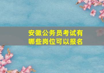 安徽公务员考试有哪些岗位可以报名