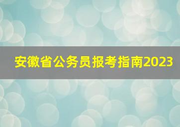 安徽省公务员报考指南2023