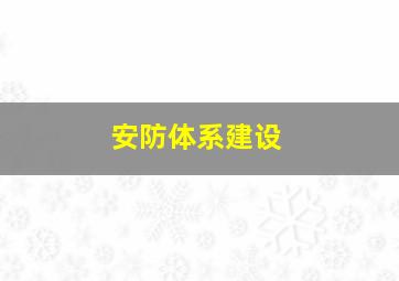 安防体系建设