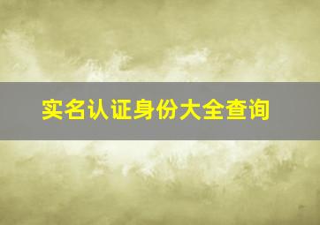 实名认证身份大全查询