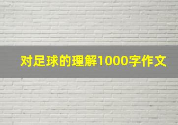 对足球的理解1000字作文