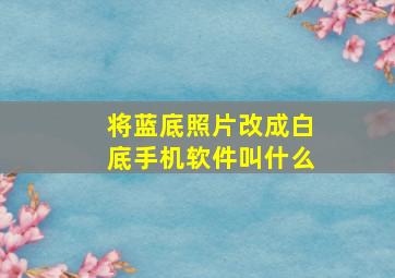 将蓝底照片改成白底手机软件叫什么