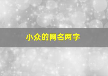 小众的网名两字