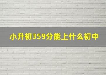 小升初359分能上什么初中