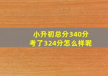 小升初总分340分考了324分怎么样呢