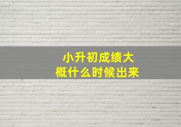 小升初成绩大概什么时候出来