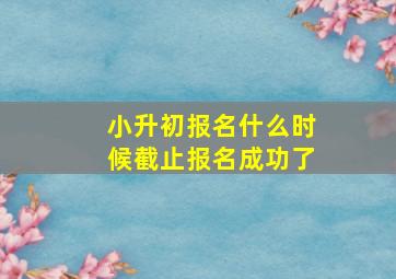 小升初报名什么时候截止报名成功了