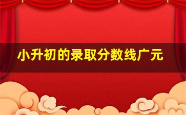 小升初的录取分数线广元