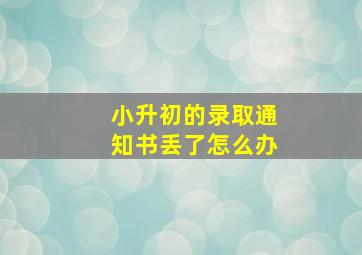 小升初的录取通知书丢了怎么办