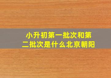 小升初第一批次和第二批次是什么北京朝阳