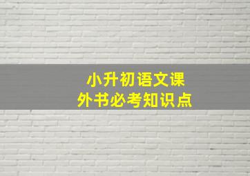 小升初语文课外书必考知识点