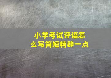 小学考试评语怎么写简短精辟一点