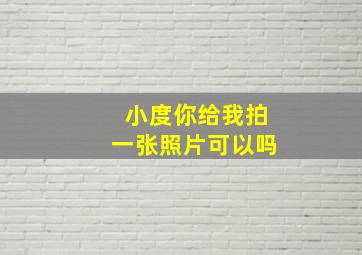 小度你给我拍一张照片可以吗